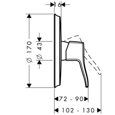 Cмеситель для душа Hansgrohe Metris Classic, однорычажный, хром (31676000)