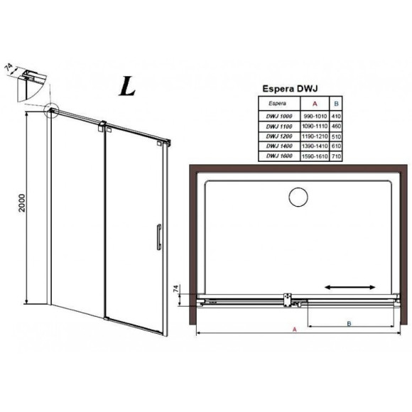 Душевые двери Radaway Espera DWJ 160L, левые (380116-01L) Душевые двери Radaway Espera DWJ 160L, левые (380116-01L)