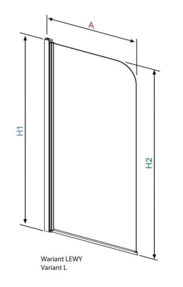Шторка для ванни Radaway Eos PNJ 70 L, ліва, 152x70 (205101-101L)