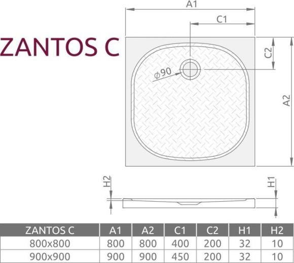 Душевой поддон Radaway Zantos C, 90x90 (M3ZNC9090-06)
