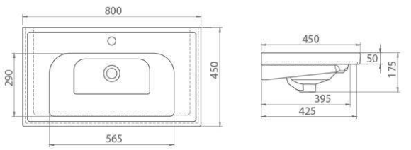 Умывальник подвесной Cerastyle Frame, 80 (AP0000413)