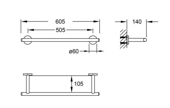 Полиця скляна Steinberg Serie 650 (650 2100)