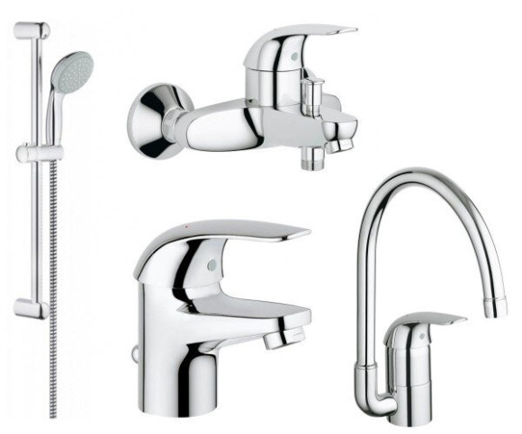 Комплект змішувачів 4 в 1 Grohe Euroeco, хром (UA123242K0)