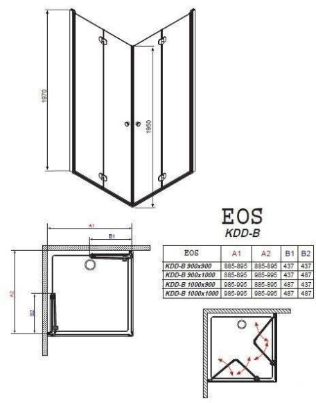 Душова кабіна Radaway Eos KDD-B, 90x90 (37303-01-01N)