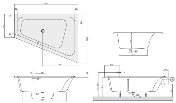 Ванна акриловая Villeroy&Boch Loop&Friends Square, 175х135 (UBA175LFS9REV-96)