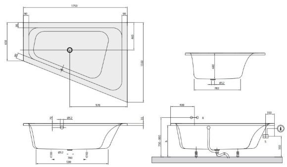 Ванна акрилова Villeroy&Boch Loop&Friends Square, 175х135 (UBA175LFS9REV-96)
