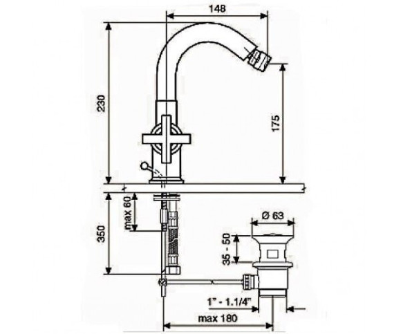 Змішувач для біде Emmevi Spirit New, двовентильний, хром (CR31004)