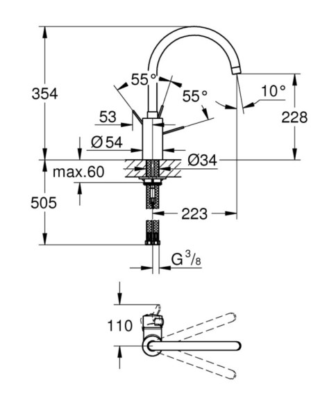 Комплект змішувачів 4 в 1 Grohe Eurosmart Cosmopolitan, хром (126115MK)