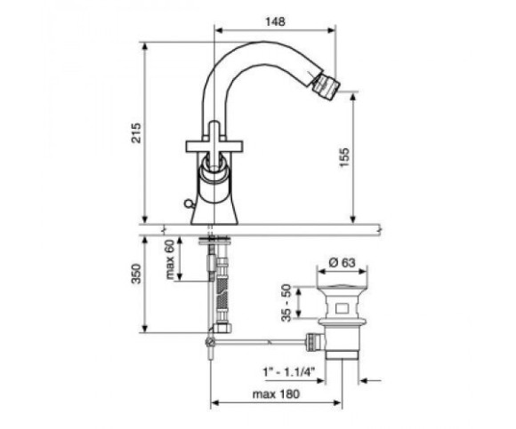 Змішувач для біде Emmevi Spirit New, двовентильний, хром (CR31054V NEW)