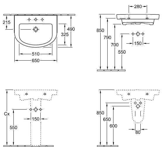 Умывальник подвесной Villeroy&Boch Subway 2.0, 65 (71146501)