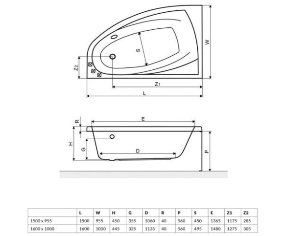 Ванна акрилова Excellent Aquaria Comfort, права, 150x95 (WAEX.AQP15WH)