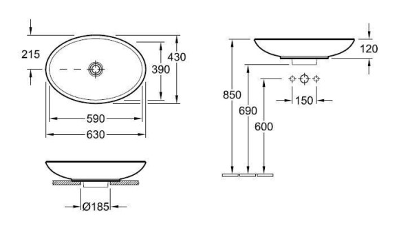 Умывальник накладной Villeroy&Boch Loop&Friends, 63 (51511101) Умывальник накладной Villeroy&Boch Loop&Friends, 63 (51511101)