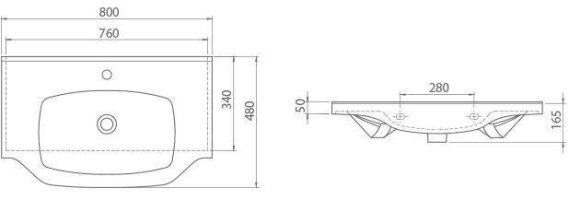 Умывальник подвесной Cerastyle New Klasik, 80 (CB0000186)