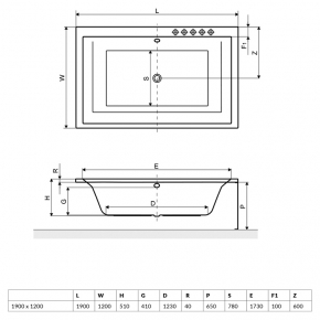 Ванна акриловая Radaway Itea Lux, 190x120 (WA1-29-190X120US)