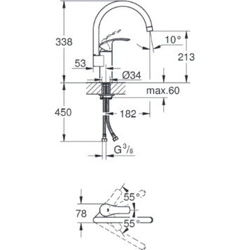 Змішувач для кухні Grohe Eurosmart New, одноважільний, хром (33202002)