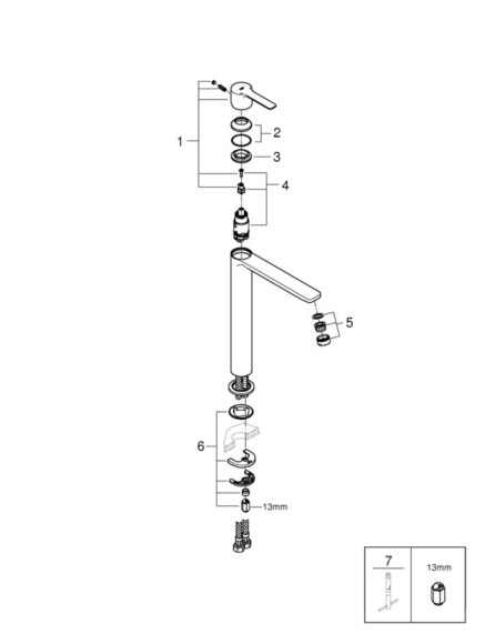 Змішувач для умивальника Grohe Lineare, одноважільний, хром (23405001)