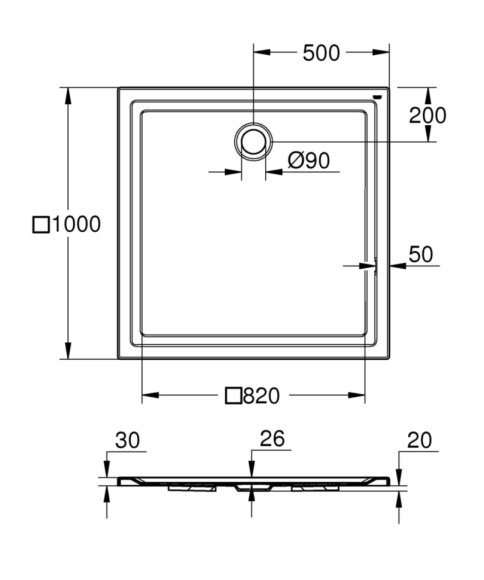 Душовий піддон Grohe, 100x100 (39300000)