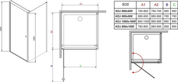 Душевая кабина Radaway Eos KDJ, правая, 100x80 (37543-01-01NR)