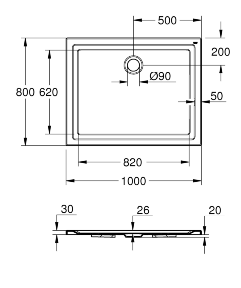 Душевой поддон Grohe, 100x80 (39306000)