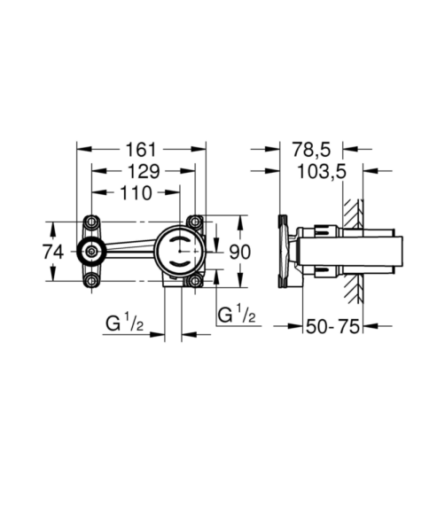 Вбудована частина змішувача Grohe Eurodisc Joy, золото (23429000)