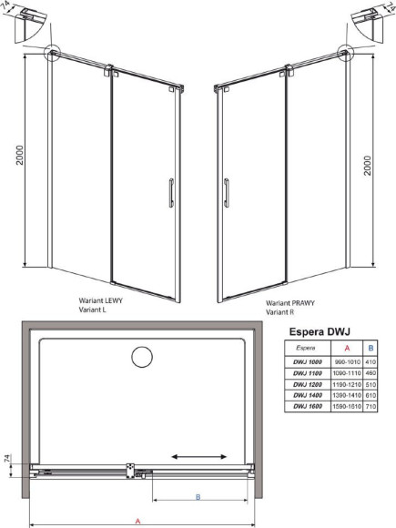 Душові двері Radaway Espera Mirror DWJ 140R, праві (380114-71R)