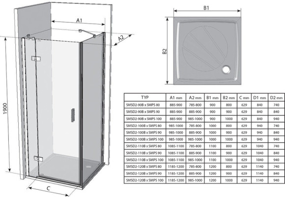 Душевая стенка Ravak SmartLine SMPS-100 (9SLA0A00Z1)