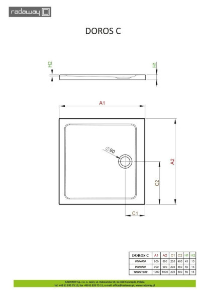 Душевой поддон Radaway Doros Plus C, 80x80 (SDRPC8080-01)