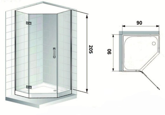Душова кабіна Eger Stefani, 90x90 (599-535)