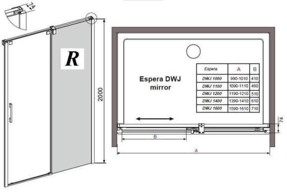 Душові двері Radaway Espera Mirror KDJ 100R, праві (380130-71R)