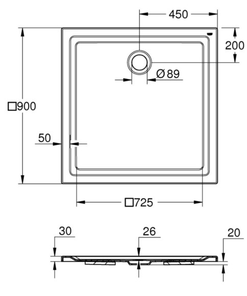 Душовий піддон Grohe, 90x90 (39301000)