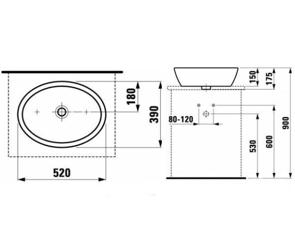 Умывальник накладной Laufen Pro B, 52 (H8129640001091)