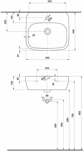Умывальник подвесной Kolo Style, 50 (L21950000) Умывальник подвесной Kolo Style, 50 (L21950000)