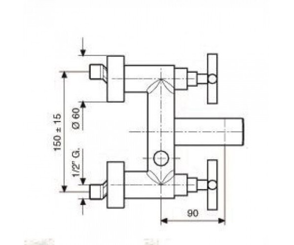 Смеситель для ванны Emmevi Spirit New, двухвентильный, хром (CR31001)
