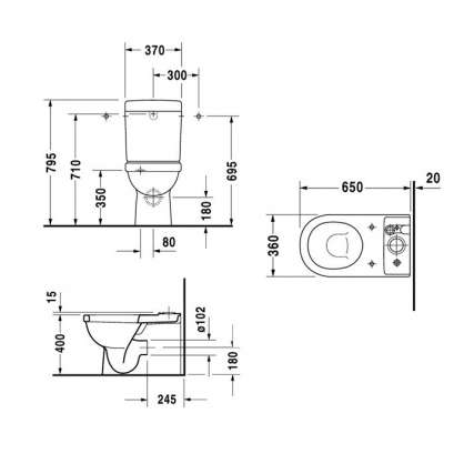 Унітаз компакт Duravit Happy D (170090000)