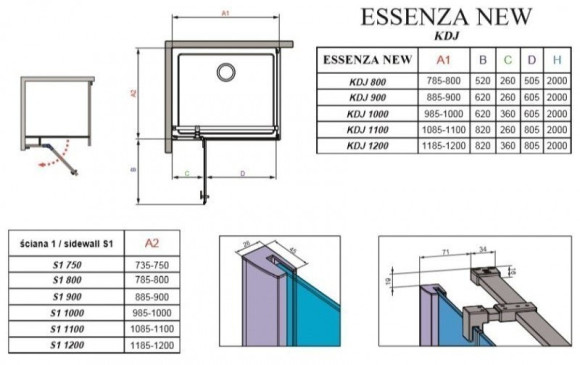 Душевая кабина Radaway Essenza New KDJ, левая, 120x120 (385042-01-01L)