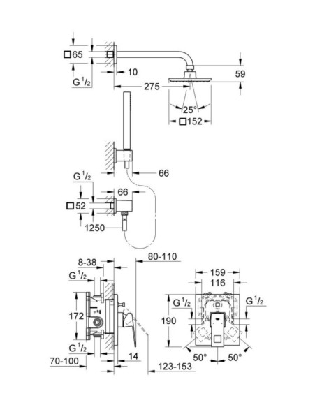 Душова система Grohe Eurocube (23409000)