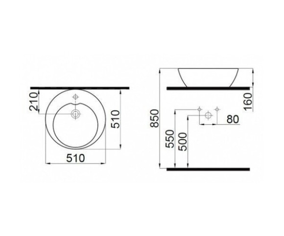 Умывальник врезной Idevit Alfa, 51 (3101-0525)