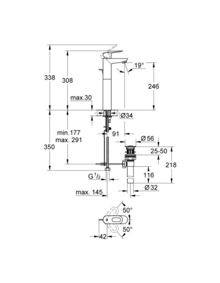 Змішувач для умивальника Grohe BauLoop, одноважільний, хром (32856000)