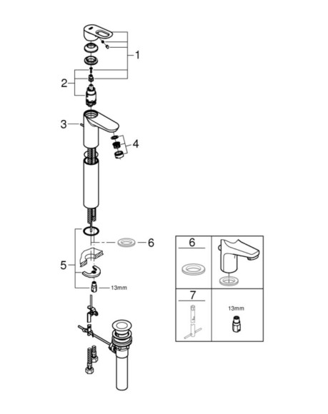 Змішувач для умивальника Grohe BauLoop, одноважільний, хром (32856000)
