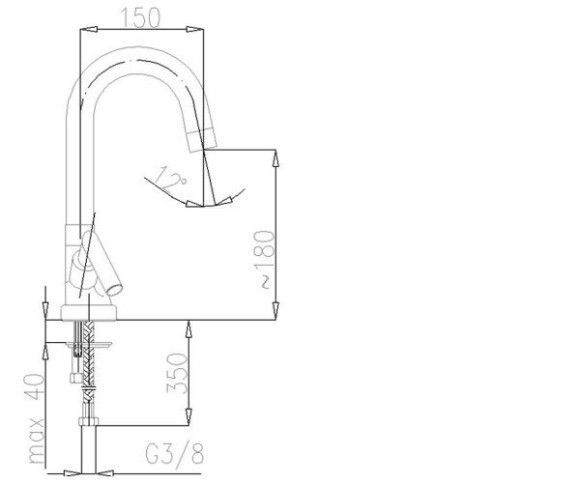 Смеситель для кухни KFA Armatura Harmonic, двухвентильный, хром (342-420-00)