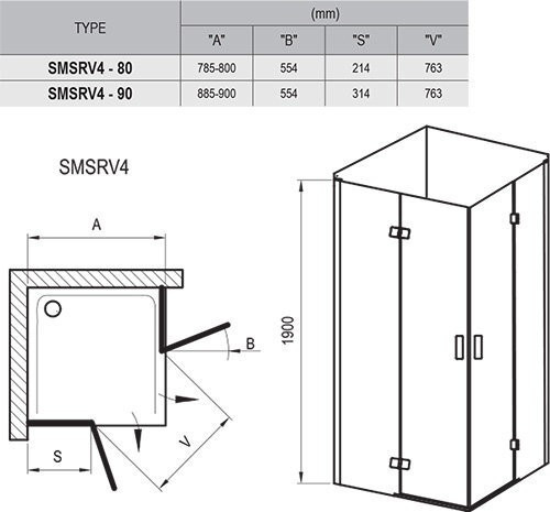 Душевая кабина Ravak SmartLine SMSRV4, 90x90 (1SV77A00Z1)