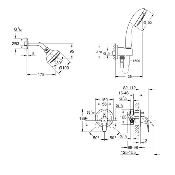 Душевая система Grohe Euroeco New (26000005) Душевая система Grohe Euroeco New (26000005)