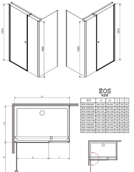 Душевая кабина Radaway Eos KDS, левая, 120x80 (37553-01-01NL)
