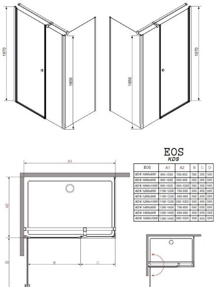 Душевая кабина Radaway Eos KDS, левая, 120x90 (37554-01-01NL)