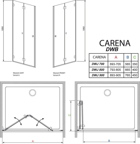 Душевые двери Radaway Carena DWJ 80L, левые (34512-01-01NL)