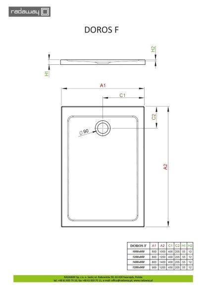 Душевой поддон Radaway Doros Plus F, 120x90 (SDRFP1290-01)