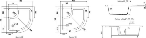 Душовий піддон Ravak Sabina, 90x90 (A217001020)