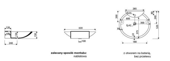 Умивальник накладний Marmorin Disa, 60 (130060020)