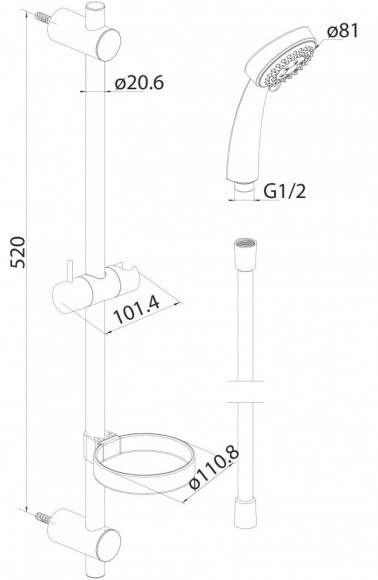 Душовий гарнітур Damixa Contour (760100310)