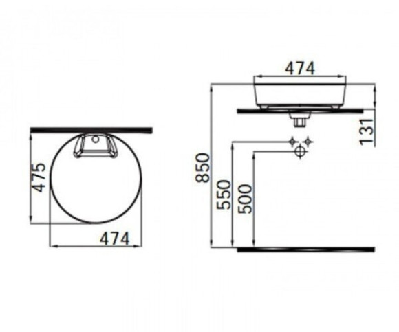 Умивальник врізний Idevit Round Slim, 48 (6001-1485)